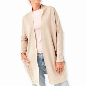 Pact Organic Airplane Cardigan Medium Large M/L Wheat Heather Beige Natural